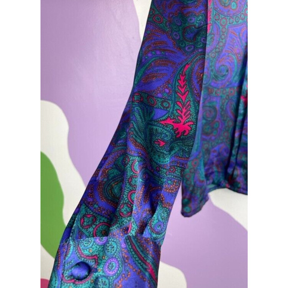 Vintage 80s Nicola Button Up Top Blouse Womens Size 10 Purple Paisley Print - Picture 5 of 9